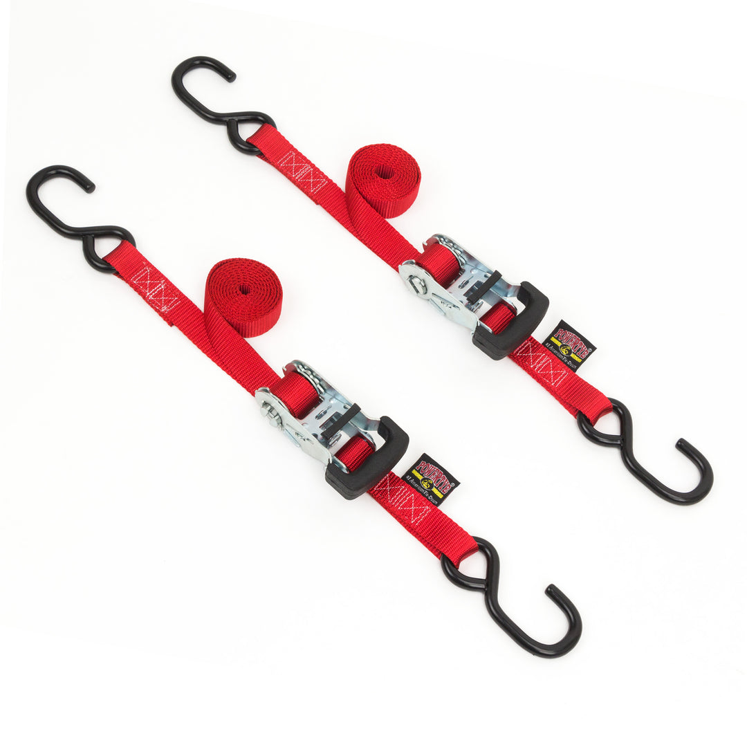 Ratchet Strap Tie-Down 1in x 6ft, S-Hooks#color_red