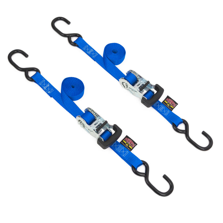 Ratchet Strap Tie-Down 1in x 6ft, S-Hooks#color_blue