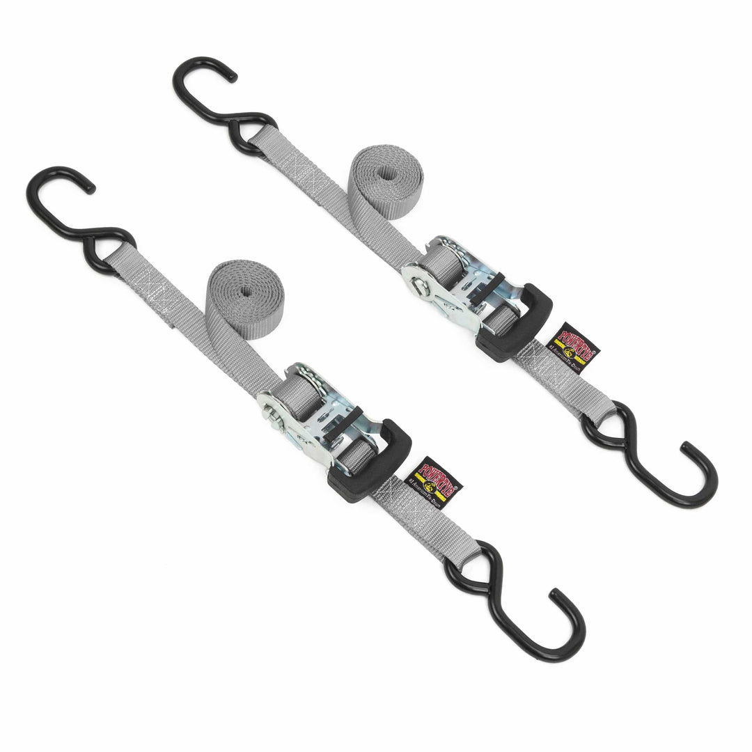 1in x 6ft RATCHET TIE-DOWN, S-HOOKS (pair)