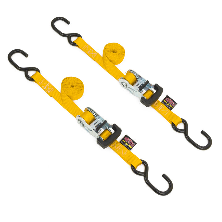 Ratchet Strap Tie-Down 1in x 6ft, S-Hooks#color_yellow