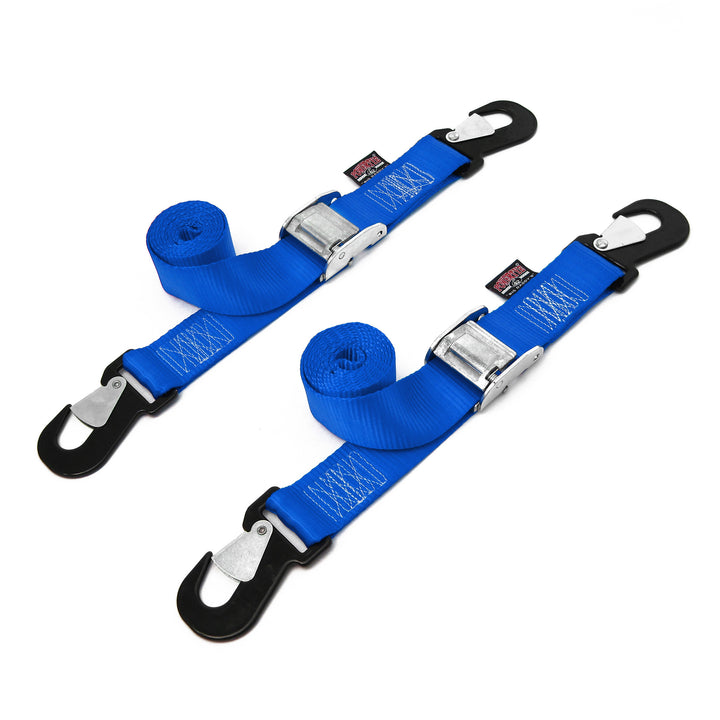 2in x 5.5ft Cam Buckle Tie Down Straps, Secure Hooks#color_blue