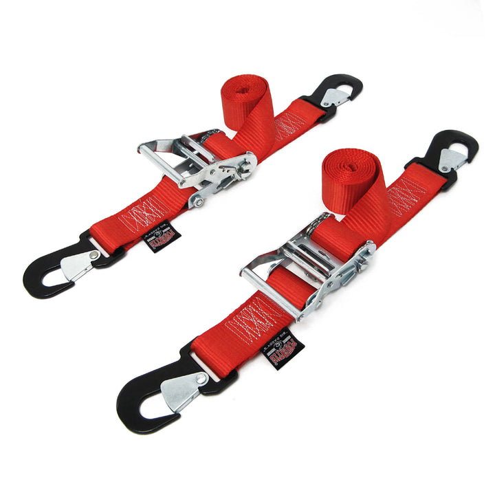 Ratchet Tie-Down, Secure Hooks 2in x 6ft #color_red