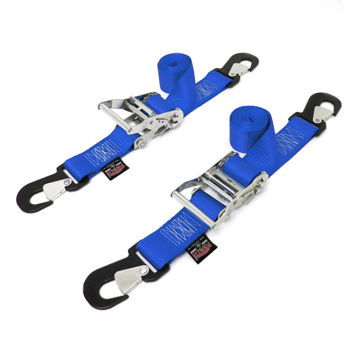 Ratchet Tie-Down, Secure Hooks 2in x 6ft#color_blue