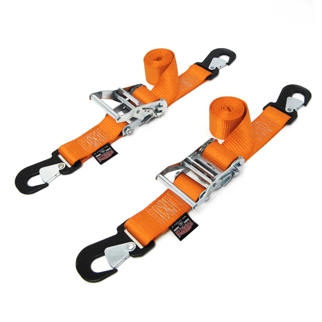 Ratchet Tie-Down, Secure Hooks 2in x 6ft#color_orange