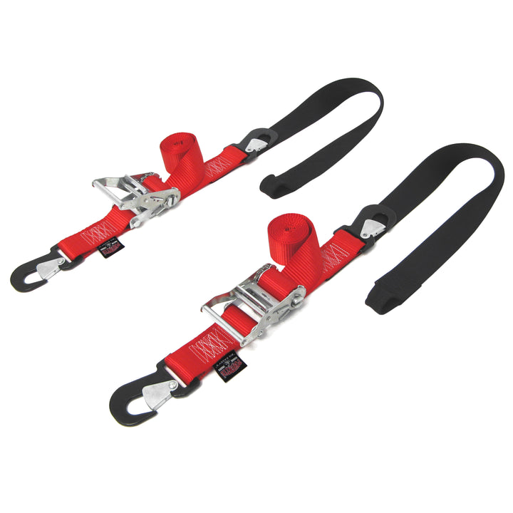 2in x 7ft Ratchet Soft-Tye Tie-Down, Latch Hooks#color_red-black