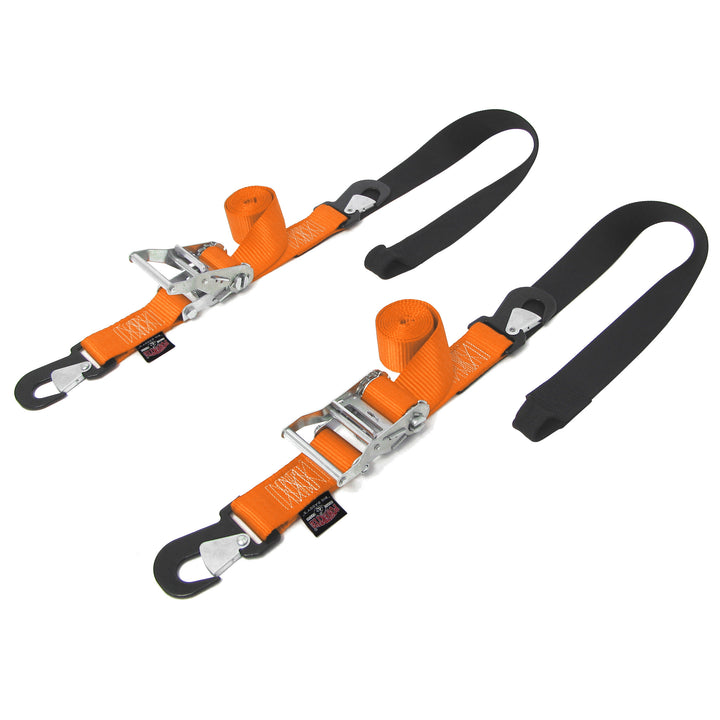 2in x 7ft Ratchet Soft-Tye Tie-Down, Latch Hooks#color_orange-black