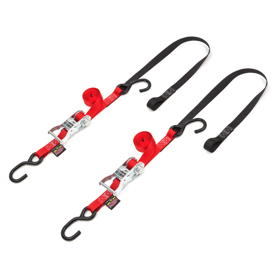 1in Ratchet Strap with Soft-Tye, S-Hooks#color_red-black