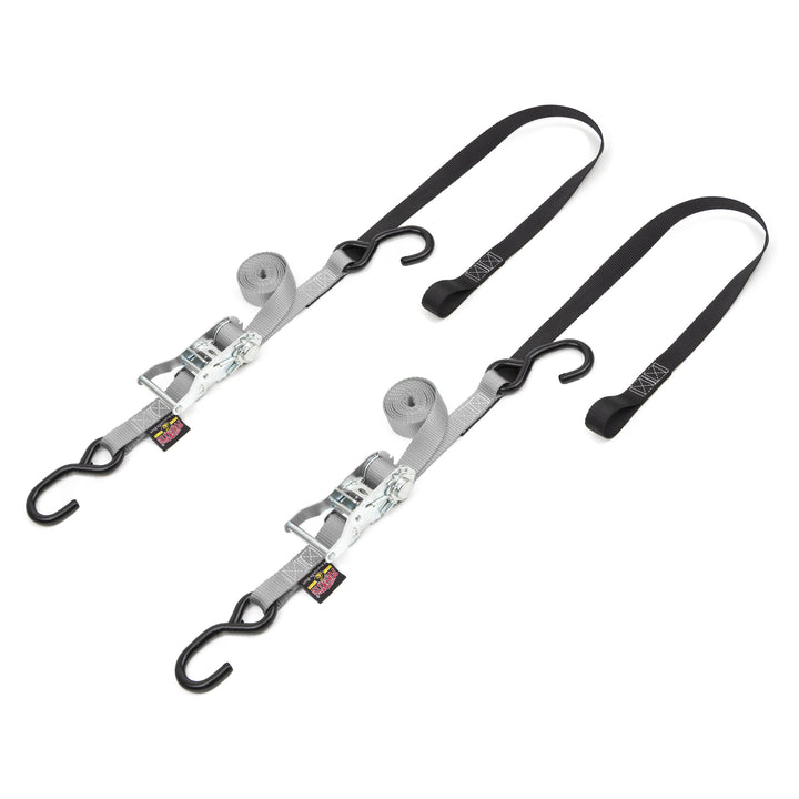 1in Ratchet Strap with Soft-Tye, S-Hooks#color_silver-black