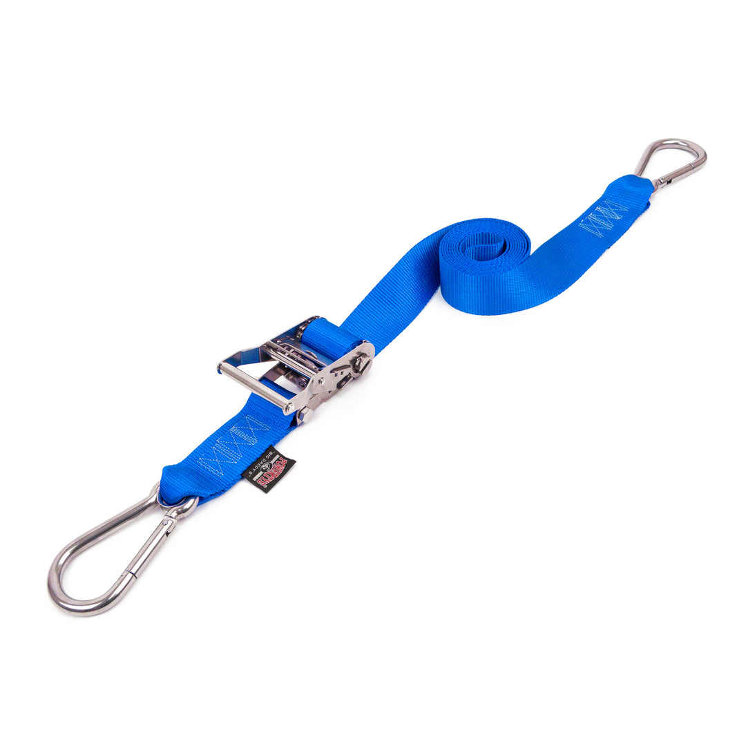 2in x 10ft STAINLESS RATCHET TIE-DOWN, STAINLESS HOOKS (each)