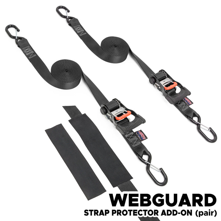 1.5in x 15ft Ergonomic Tie-Down Ratchet with Latch Hooks with WebGuard#color_black