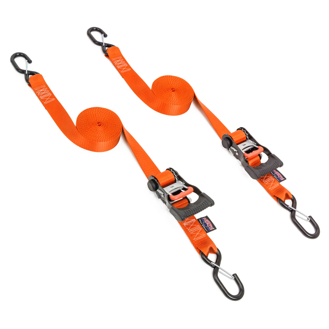 1.5in x 15ft Ergonomic Tie-Down Ratchet with Latch Hooks#color_orange