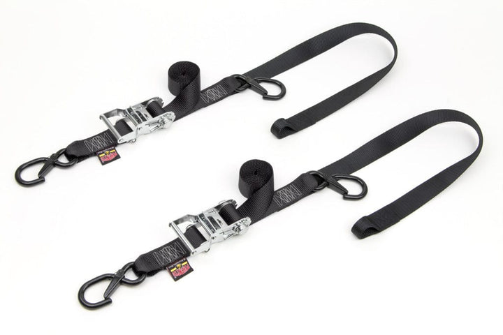 1.5in Ratchet Strap with Soft-Tye, Latch Hooks#color_black-black