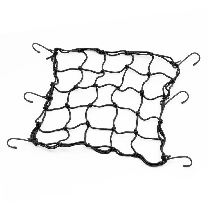 15 inch x 15 inch Metal Hook Cargo Nets with 3 inch mesh and 6 rubber-tipped metal hooks. #color_black