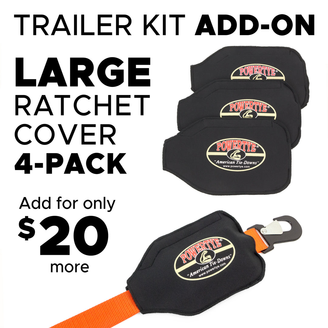 Neoprene Trailer Kit Ratchet Cover with Velcro with four covers for tie down#color_orange