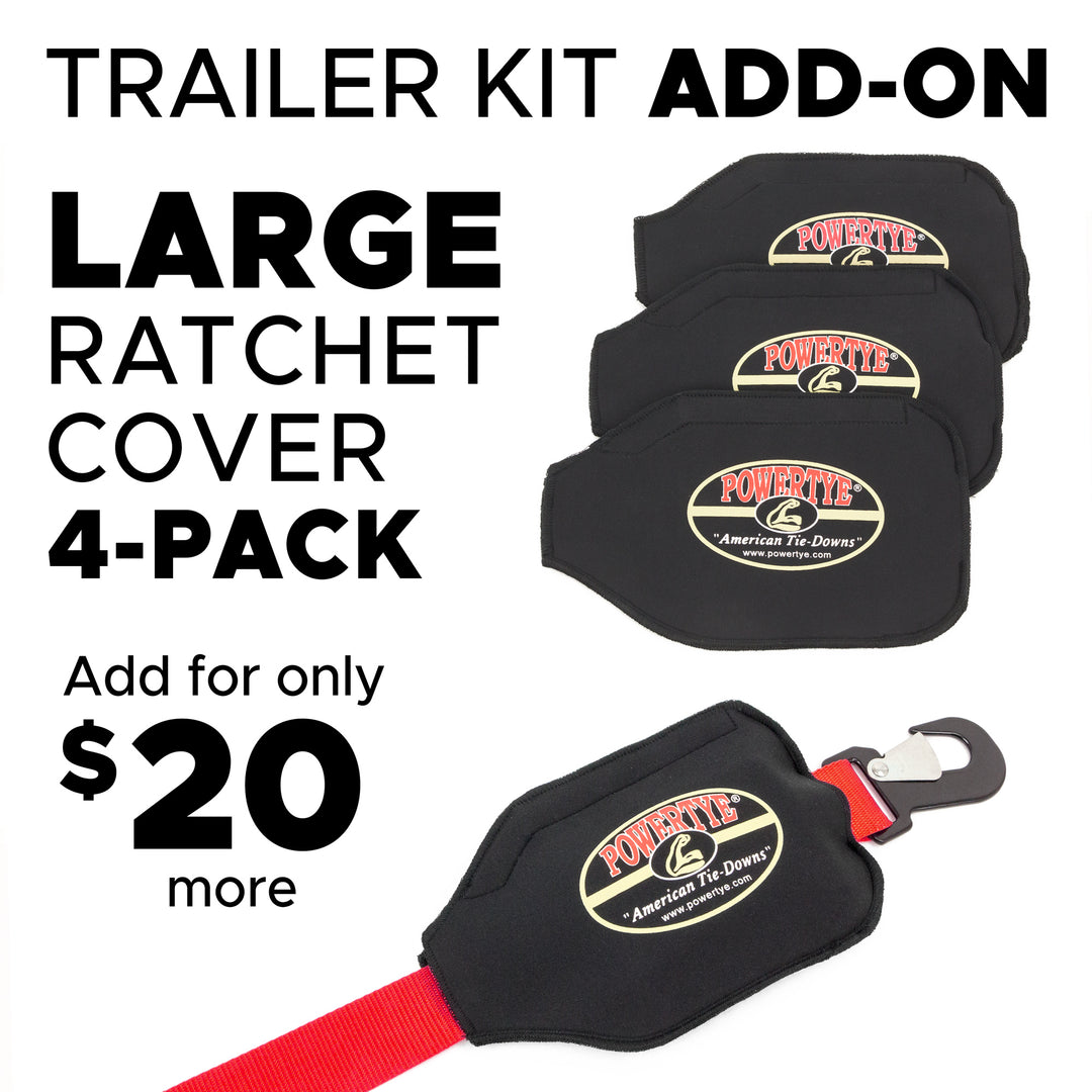 Neoprene Trailer Kit Ratchet Cover with Velcro with four covers for tie down#color_red