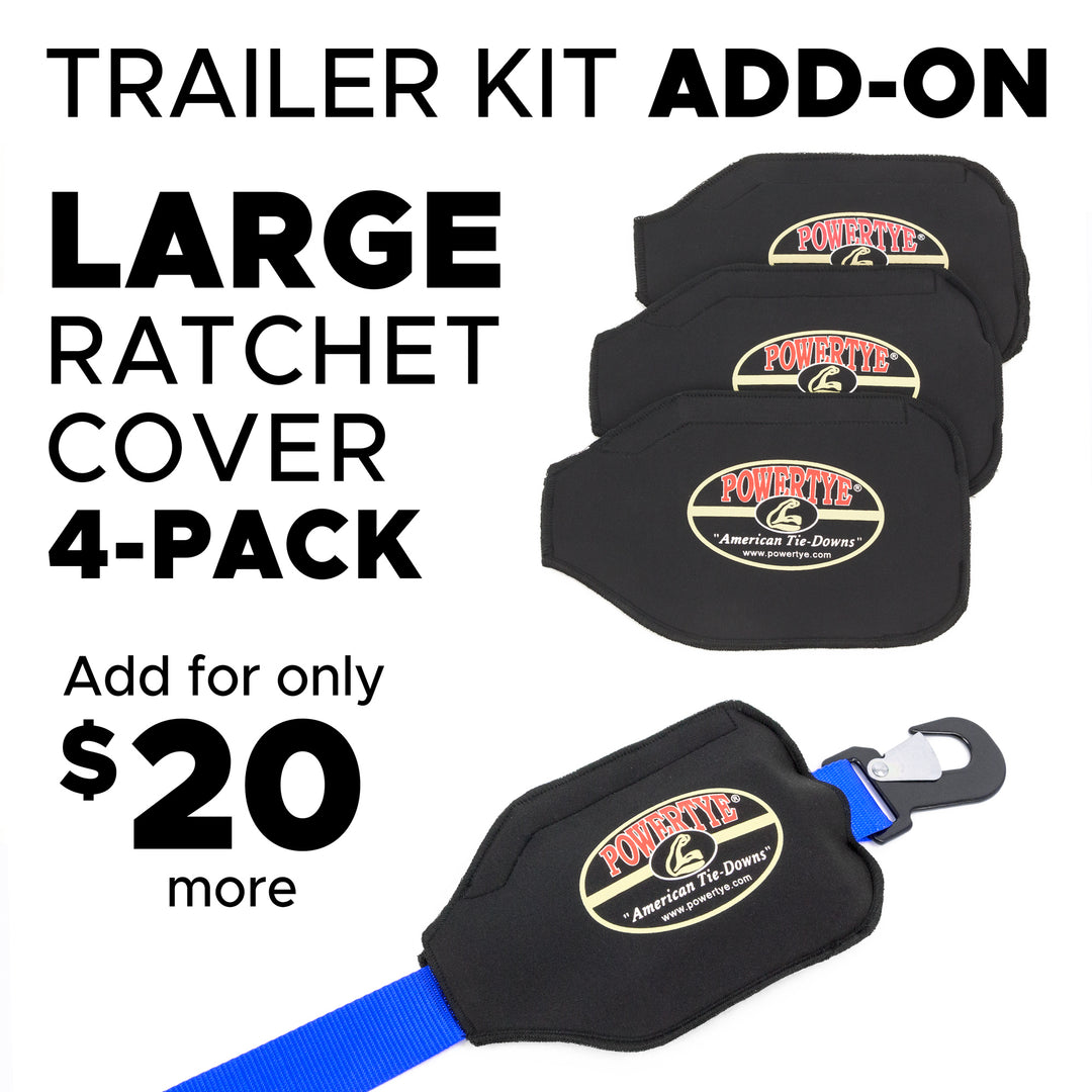 Neoprene Trailer Kit Ratchet Cover with Velcro with four covers for tie down#color_blue