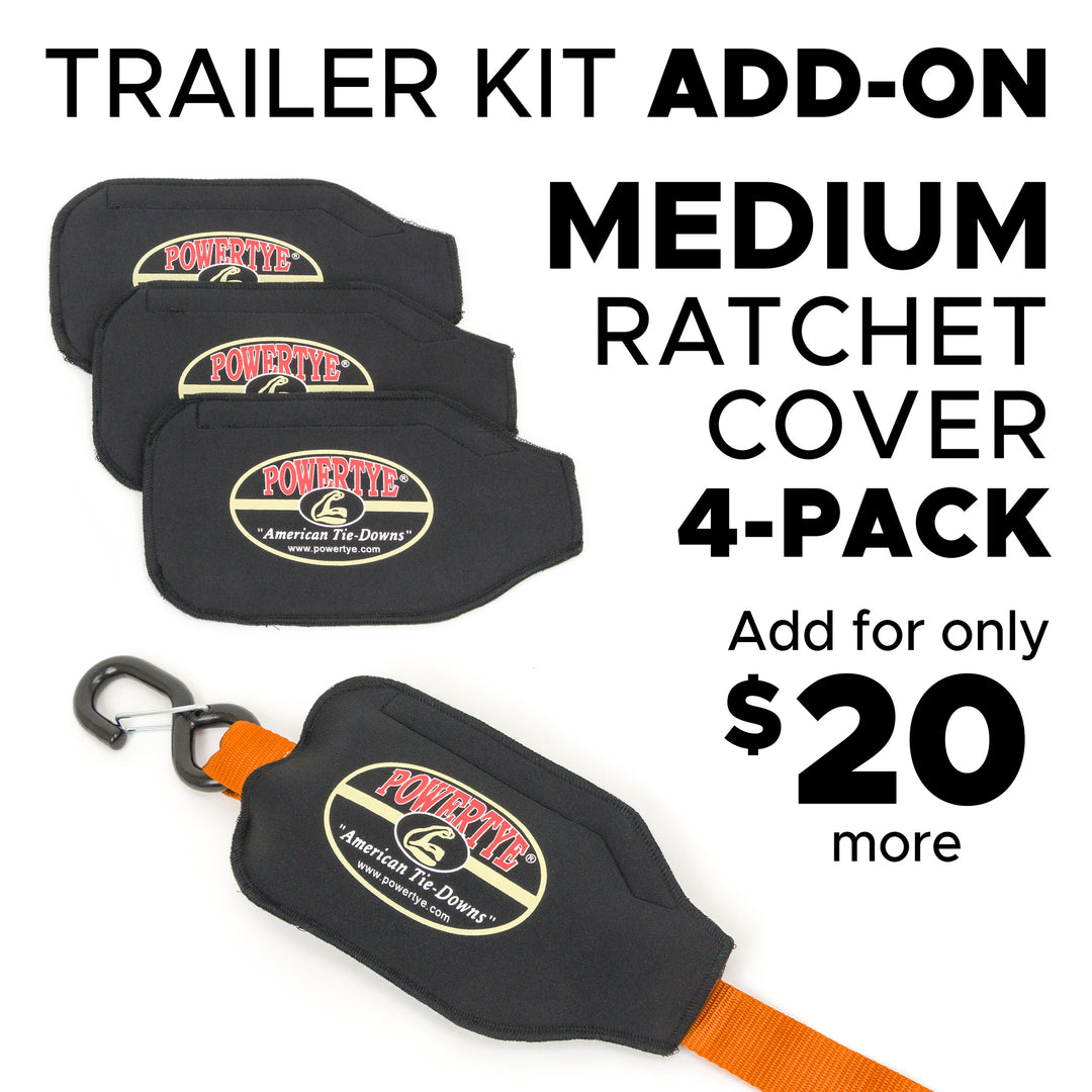 Neoprene Trailer Kit Ratchet Cover with Velcro with four covers for tie down#color_orange