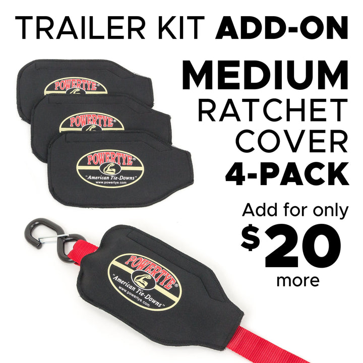 Neoprene Trailer Kit Ratchet Cover with Velcro with four covers for tie down#color_red