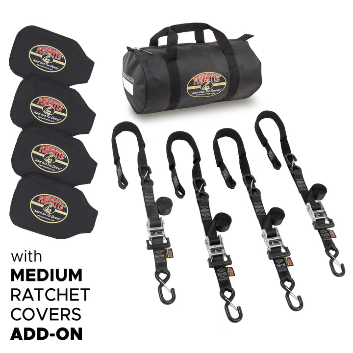 1.5 inch Ratchet Strap Fat Strap Trailer Kit with Neoprene Covers#color_black